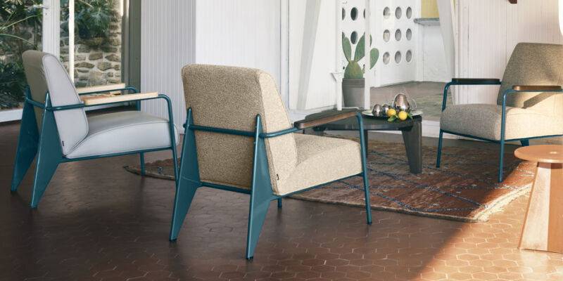 Fauteuil de Salon Prouvé Bleu Dynastie