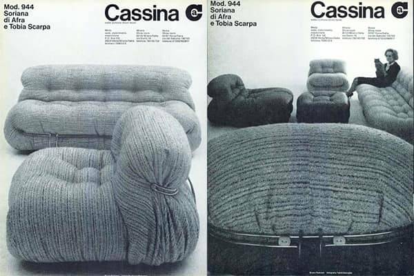 Les visuels de la gamme Soriana chez Cassina dans les années 1970